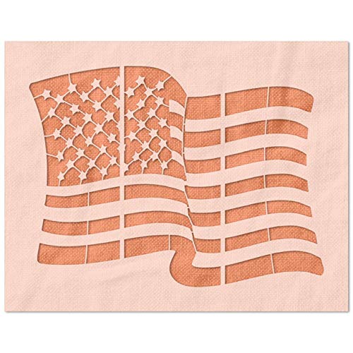 Stencil Stop Detaillierte winkende amerikanische Flaggen-Schablone – wiederverwendbar für DIY-Projekte, Malen, Zeichnen, Basteln – 14 mm Mylar-Kunststoff (10,2 x 7,6 cm) von Stencil Stop