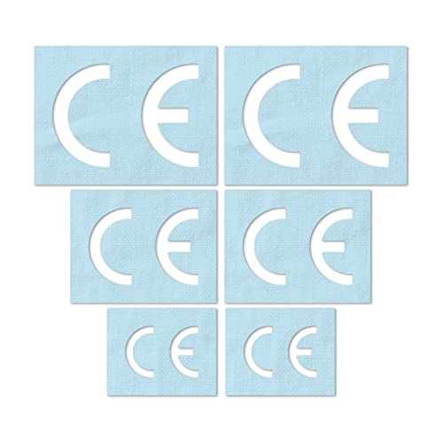 Stencil Stop Europäische Konfomity CE-Symbol-Schablone – wiederverwendbar für DIY-Projekte, Malen, Zeichnen, Basteln, 14 mm Mylar-Kunststoff (6 Stück (5,1 cm, 7,6 cm und 10,2 cm, je 2 Stück) von Stencil Stop