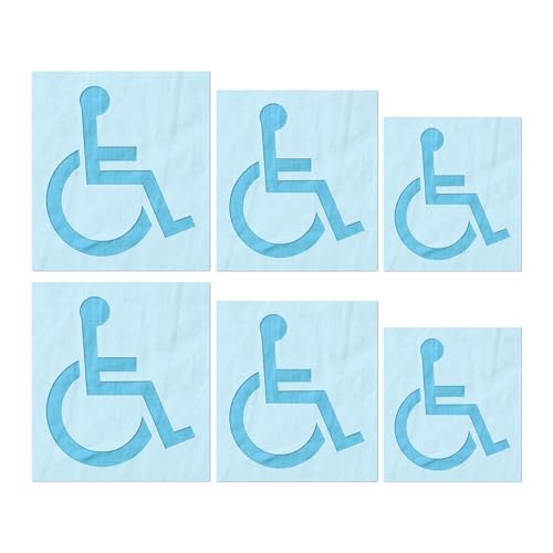 Stencil Stop Handicap Symbole Schablone – wiederverwendbar für DIY-Projekte, Malen, Zeichnen, Basteln, 14 mm Mylar-Kunststoff (6 Stück (5,1 cm, 7,6 cm und 10,2 cm, je 2 Stück) von Stencil Stop