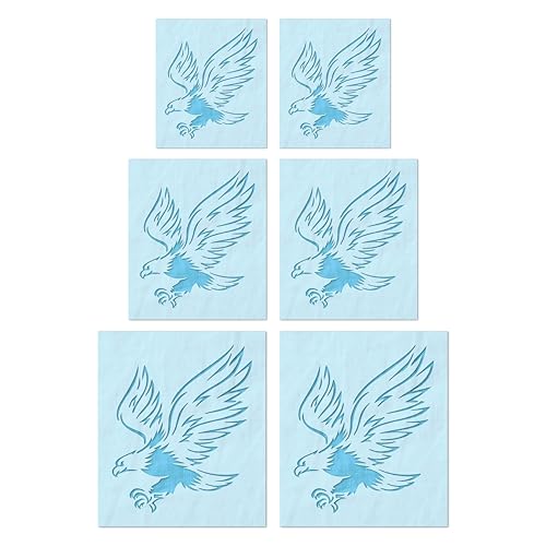 Stencil Stop Landing Eagle Schablone – wiederverwendbar für DIY-Projekte, Malen, Zeichnen, Basteln, 14 mm Mylar-Kunststoff (5,1 cm, 7,6 cm und 10,2 cm, je 2 Stück) von Stencil Stop