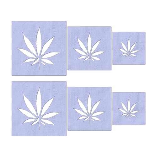Stencil Stop Marihuana-Blatt-Schablone – wiederverwendbar für DIY-Projekte, Malen, Zeichnen, Basteln, 14 mm Mylar-Kunststoff (6 Stück (5,1 cm, 7,6 cm und 10,2 cm, je 2 Stück) von Stencil Stop