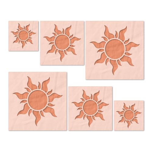 Stencil Stop Schablone "Tangled Sun", 6 Stück (5,1 cm, 7,6 cm und 10,2 cm, je 2 Stück) – wiederverwendbare Sonnenschablonen zum Malen auf Holz, Wänden, Stoff und Felsen – langlebiger 14 mm von Stencil Stop
