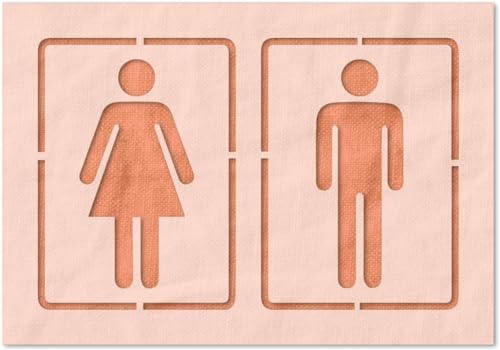 Stencil Stop Schablone für Badezimmer, Geschlechtersymbole, wiederverwendbar, für DIY-Projekte, Malen, Zeichnen, Basteln, 14 mm Mylar-Kunststoff (45,7 x 29,5 cm) von Stencil Stop