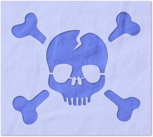 Stencil Stop Schablone mit Totenkopf und gekreuzten Knochen, wiederverwendbar, für DIY-Projekte, Malen, Zeichnen, Basteln, 14 mm Mylar-Kunststoff (30,5 x 26,7 cm) von Stencil Stop