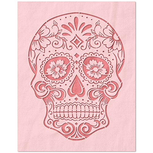 Stencil Stop Verzierte Dia de Los Muertos Totenkopf-Schablone – wiederverwendbar für DIY-Projekte, Malen, Zeichnen, Basteln – 14 mm Mylar-Kunststoff (17,5 x 22,9 cm) von Stencil Stop