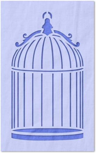 Stencil Stop Vogelkäfig-Schablone – wiederverwendbar für DIY-Projekte, Malen, Zeichnen, Basteln, 14 mm Mylar-Kunststoff (8,6 x 15,2 cm) von Stencil Stop