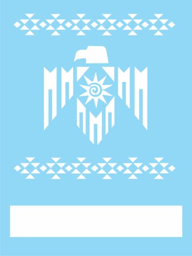 Stencils by Joanie Joanie Azteken-Thunderbird-Schablone, Südwesten, Wüstensonne, DIY-Kunstschilder, 22,9 x 30,5 cm, durchscheinendes Blau von Stencils by Joanie