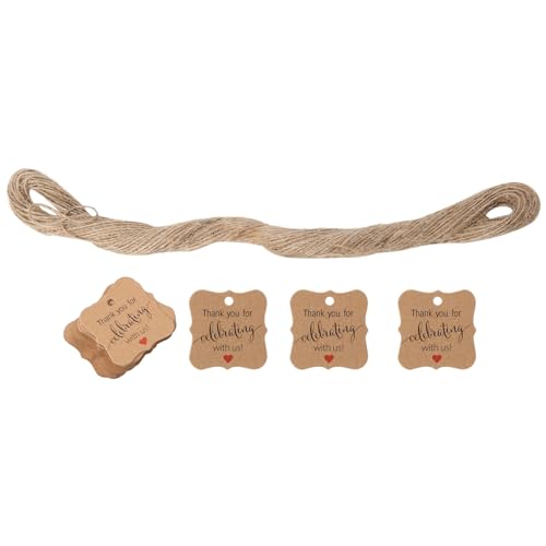 Steowsey 100 Stk. Vielen Dank, Dass Sie mit Uns Feiern Tags Geschenk AnhäNger Aus Kraft Papier mit NatüRlicher Juteschnur für Babyparty-, Weihnachts, Hochzeits und Dekoration von Steowsey