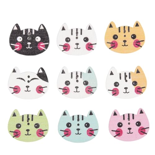 Steowsey 100 Stück Tier Katze Holzknopf Nähen Scrapbooking Diy 2 Löcher Steowsey 100 Stück Tier Katze Holzknopf Nähen Scrapbooking Diy 2 Löcher von Steowsey