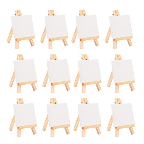 Steowsey 12 StüCk KüNstler Mini Staffelei +3 X3 Mini Segeltuch Set Malerei Kinder Basteln Diy Zeichnung Kleine Tisch Staffelei für die Schule von Steowsey