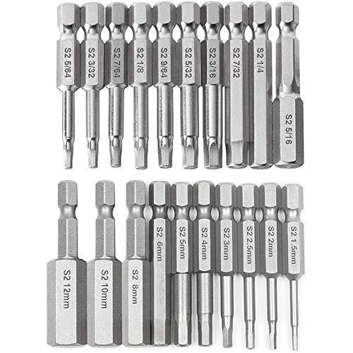 Steowsey 20 Teiliges Sechskant Schrauben SchlüSsel Bohrer Set Schaft Schnellspanner Magnet Schraubendreher Set (Metrisch + SAE) von Steowsey