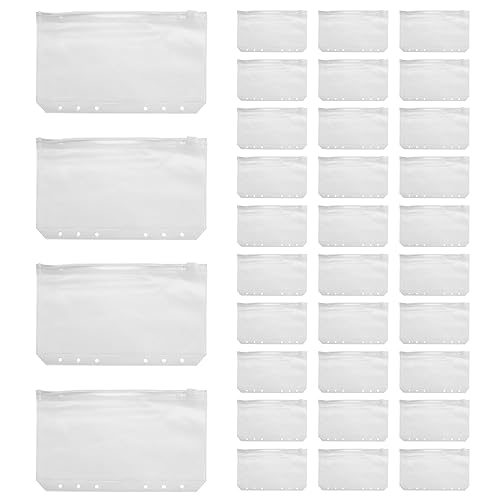 Steowsey 34 PCS Binder A6 GrößE 6 LöCher ReißVerschluss Binder Tasche Ordner Durchsichtige Wasserdichte PVC Loseblattbeutel für 6 RingbüCher von Steowsey