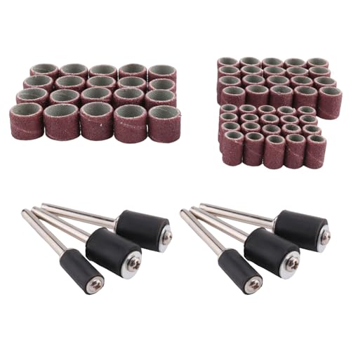 Steowsey 66 Stueck Trommelschleifmaschinen-Set, Einschliesslich 60 Stueck Schleifbaender Und 6 Stueck Trommel-Dornen von Steowsey