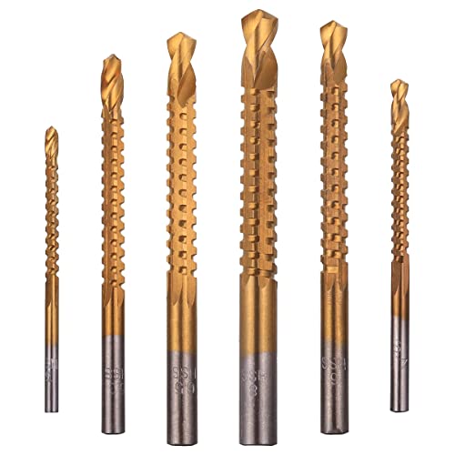 Steowsey 6Er-Pack Titanbeschichtete HSS-Spiralbohrer, 3-8 Mm Gezackte Seitenschnitt-Bits Holzbearbeitungswerkzeuge für Kunststoff-Metall-HolzlöCher von Steowsey