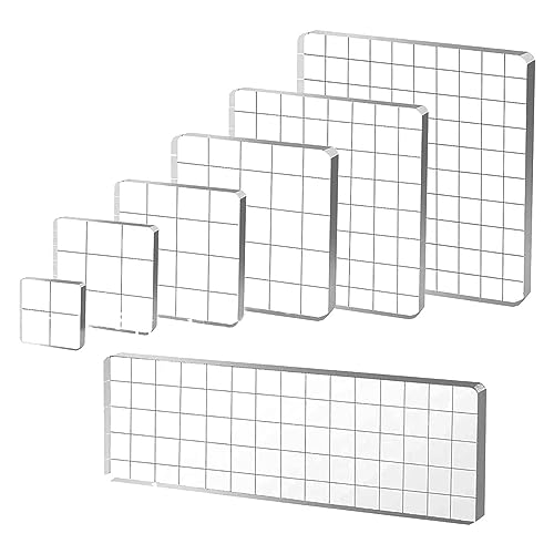 Steowsey 7 StüCk Acryl-StempelblöCke, Transparente StempelblöCke AcrylblöCke für Stempelwerkzeuge Set mit Dekorativem Raster von Steowsey