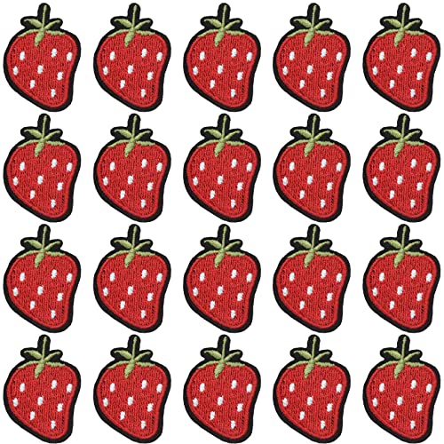 Steowsey Mini Erdbeere Bestickt NäHen auf Patch für Kleidung/Hut/Jacken/T-Shirt/Jeans/RucksäCke (20 StüCk) von Steowsey