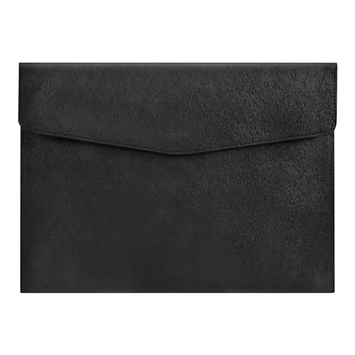 Steowsey PU Leder A4 Aktenordner Dokumenten Halter Wasser Dichter Portfolio Umschlag Ordner Etui mit Schnappen Verschluss (Schwarz) von Steowsey