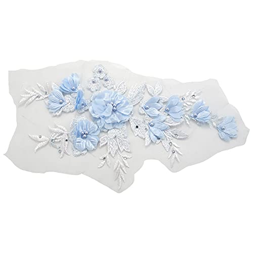 Steowsey Perlen Heisse Bohr Spitze Braut Perlen Blumen Stickerei Patches Fuer Kleidung Hochzeit Diy Kleid Auf Naehen Dekoration Blau von Steowsey