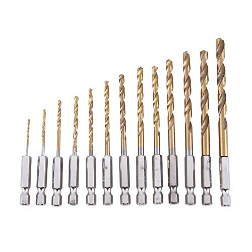 Steowsey Titanbeschichteter 13-Teiliger HSS-Bohrersatz mit 1/4-Sechskantschaft Steowsey Titanbeschichteter 13-Teiliger HSS-Bohrersatz mit 1/4-Sechskantschaft von Steowsey
