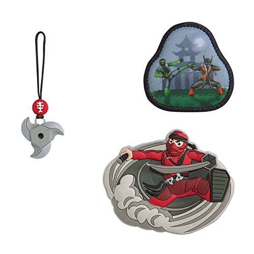 Step by Step Magic MAGS Ninja Yuma, grau-rot, 3-teilig, 2 Magnet-Applikationen und 1 Anhänger, Ergänzung für Schulranzen oder Vorschulrucksack von Step by Step