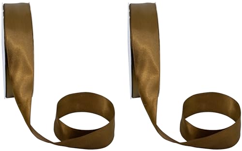 Doppelseitiges Satinband, 91,4 m, Braun, 2 Stück von Stephanie Imports