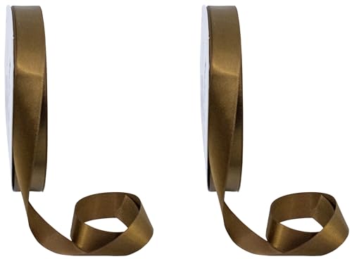 Doppelseitiges Satinband, 91,4 m, Braun, 2 Stück von Stephanie Imports