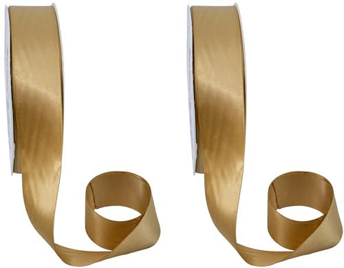 Doppelseitiges Satinband, 91,4 m, Sandgold, 2 Stück von Stephanie Imports