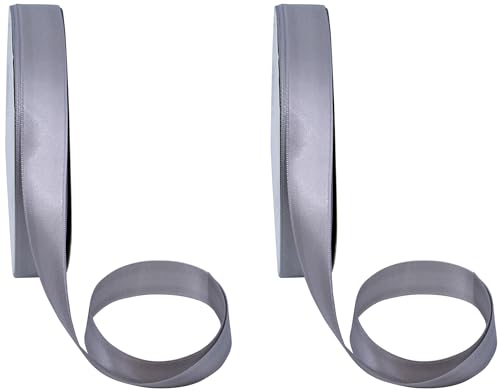 Doppelseitiges Satinband, 91,4 m, silberfarben, 2 Stück Doppelseitiges Satinband, 91,4 m, silberfarben, 2 Stück von Stephanie Imports