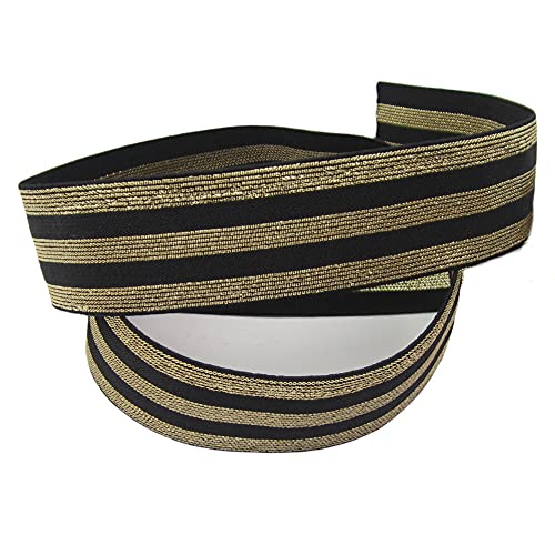 Gummiband mit Streifen, 40mm, elastisch, Elastic, nähen, Meterware, 1meter (schwarz-Gold) von Stephanoise