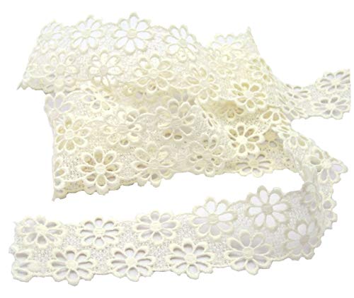 Stephanoise Ätzspitze, Gipüre, 40mm, glänzend, Spitze, nähen, Meterware, 1meter (Creme) von Stephanoise