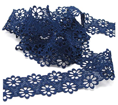 Stephanoise Ätzspitze, Gipüre, 40mm, glänzend, Spitze, nähen, Meterware, 1meter (dunkelblau) von Stephanoise