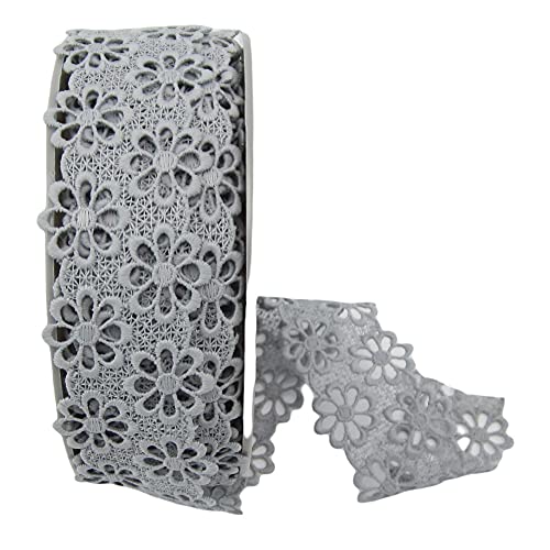 Stephanoise Ätzspitze, Gipüre, 40mm, glänzend, Spitze, nähen, Meterware, 1meter (grau) von Stephanoise