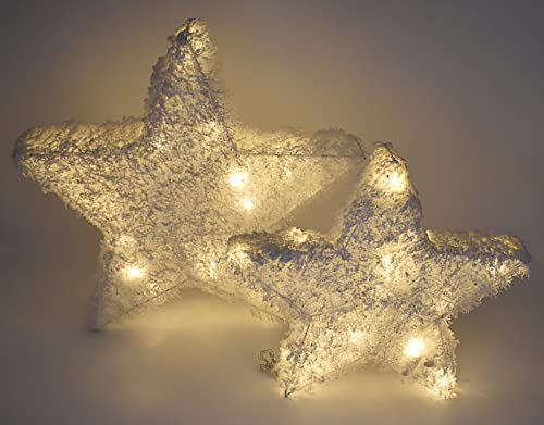 Stephans Möbelbörse 2er Set LED Weihnachtsstern Leuchtstern Tischlampe Leuchte beleuchtet Innen Advent Stern Deko inkl. Timer-Funktion Weiß von Stephans Möbelbörse