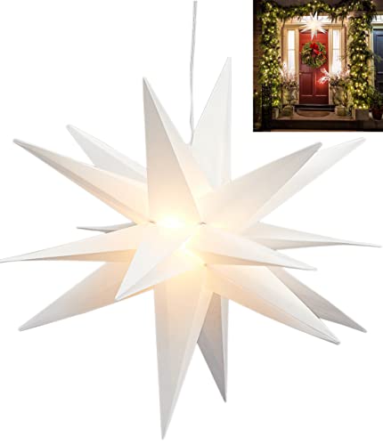 Stephans Möbelbörse XXL 3D Leuchtstern Ø100cm inkl. warm-weißer LED Beleuchtung | Weihnachtsstern Advent Stern Deko beleuchtet | für Innen und Außen geeignet | mit Timerfunktion | Weiß von Stephans Möbelbörse