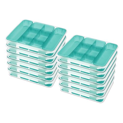 Sterilite Unterteilter Koffer, stapelbarer kleiner Aufbewahrungsbehälter aus Kunststoff mit Verriegelungsdeckel, zum Organisieren von kleinen Gegenständen, transparent mit blauen Ablagen, 12 Stück Sterilite Unterteilter Koffer, stapelbarer kleiner Aufbewahrungsbehälter aus Kunststoff mit Verriegelungsdeckel, zum Organisieren von kleinen Gegenständen, transparent mit blauen Ablagen, 12 Stück von Sterilite