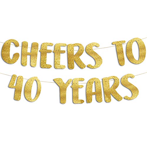 Goldfarbenes Glitzerbanner zum 40. Jahrestag und Geburtstag, Party-Dekoration Goldfarbenes Glitzerbanner zum 40. Jahrestag und Geburtstag, Party-Dekoration von Sterling James Co.