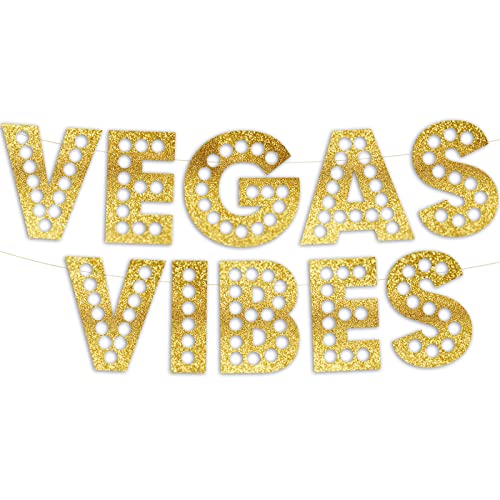 Sterling James Co. Vegas Vibes – Glitzerbanner mit Casino-Thema – Las Vegas-Geburtstags- und Junggesellenabschiedsdekoration – Poker-Party-Girlande, Gefälligkeiten und Zubehör von Sterling James Co.