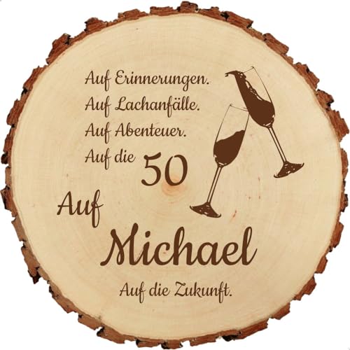 Baumscheibe 23cm mit Gravur (Namen, Jahreszahl) personalisierte Holz-Scheibe, Geschenk runder Geburtstag, Jubiläum, Glückwünsche Jahrestag, Deko Präsentkörbe, MotivG3 von Sterngraf