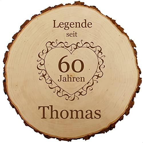 Baumscheibe 30cm mit Gravur (Namen, Jahreszahl) personalisierte Holz-Scheibe, Geschenk runder Geburtstag, Jubiläum, Glückwünsche Jahrestag, Deko Präsentkörbe, MotivG1 von Sterngraf