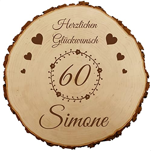 Baumscheibe 30cm mit Gravur (Namen, Jahreszahl) personalisierte Holz-Scheibe, Geschenk runder Geburtstag, Jubiläum, Glückwünsche Jahrestag, Deko Präsentkörbe, MotivG2 von Sterngraf