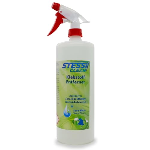 StessiClean Klebstoffentferner Acetonfrei – Rückstandsfreier Reiniger für Klebereste, Harz, Teer & Fett | Materialschonend & Stark (0,75 Liter) von StessiClean