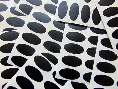 100 Oval Sticker - Klebend Bunt Selbstklebend Ovale für Farbe Kodierung - Schwarz von SteveStickers