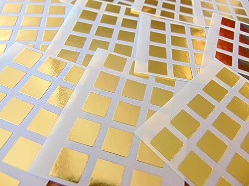150 Sticker / Aufkleber, rote Quadrate, zum Markieren Goldfarben/glänzend von SteveStickers