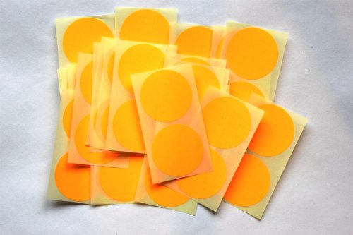 SteveStickers Klebeetiketten, rund, selbstklebend, farbig, 50 Stück Fluo Tangerine von SteveStickers