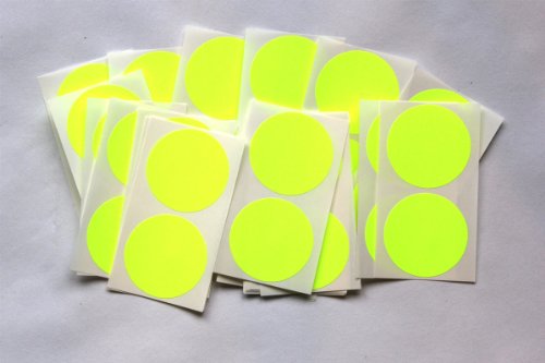 SteveStickers Klebeetiketten, rund, selbstklebend, farbig, 50 Stück Fluo Yellow von SteveStickers