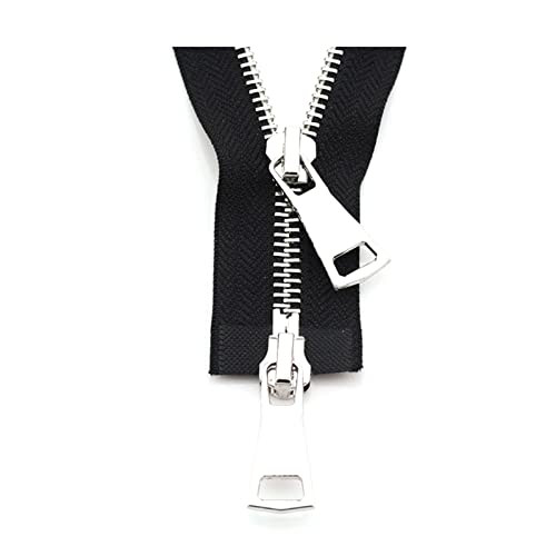 1 Stück 70/90cm 5# Metallreißverschluss Silber Doppelschieber Zwei-Wege-Reißverschluss für Manteltasche Kleidungsstück Nähzubehör, Schwarz, 70cm von Stevenurr