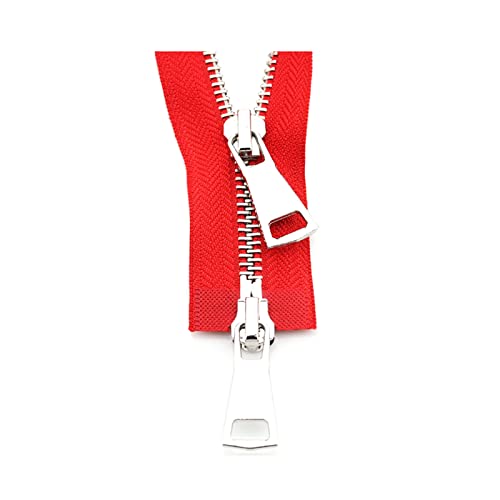 1 Stück 70/90cm 5# Metallreißverschluss Silber Doppelschieber Zwei-Wege-Reißverschluss für Manteltasche Kleidungsstück Nähzubehör, rot, 70cm von Stevenurr