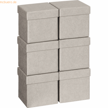 6 x Stewo Geschenkbox 10x10x10cm Cube One Colour grau hell von Stewo