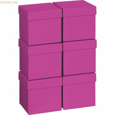 6 x Stewo Geschenkbox 10x10x10cm Cube One Colour pink von Stewo