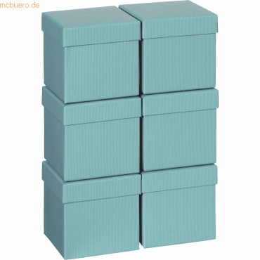 6 x Stewo Geschenkbox 10x10x10cm Cube One Colour türkis von Stewo